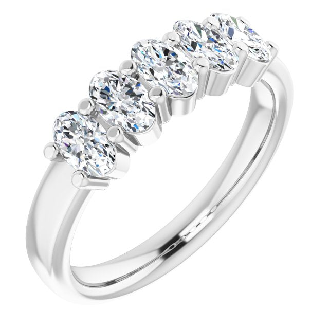 1.05 ct. Oval Cut Diamond Wedding Band 5 Stone Anniversary Ring-VIRABYANI